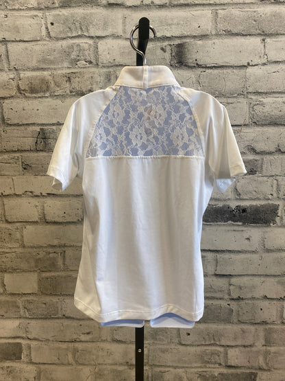 Elation Platinum SS Show Shirt White Lace Childrens M