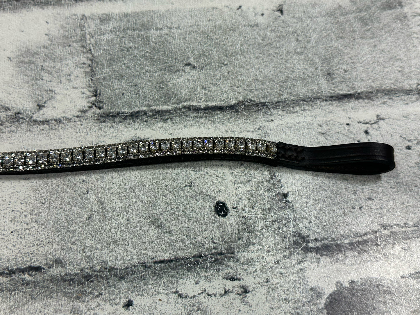 15" Thin Silver Crystal Browband Brown
