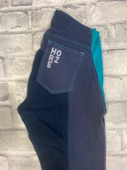 Horze FS Breeches Navy/Turq 28