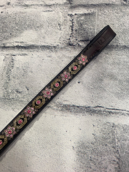 BBD Custom Browband Pink/Silver 15.5"