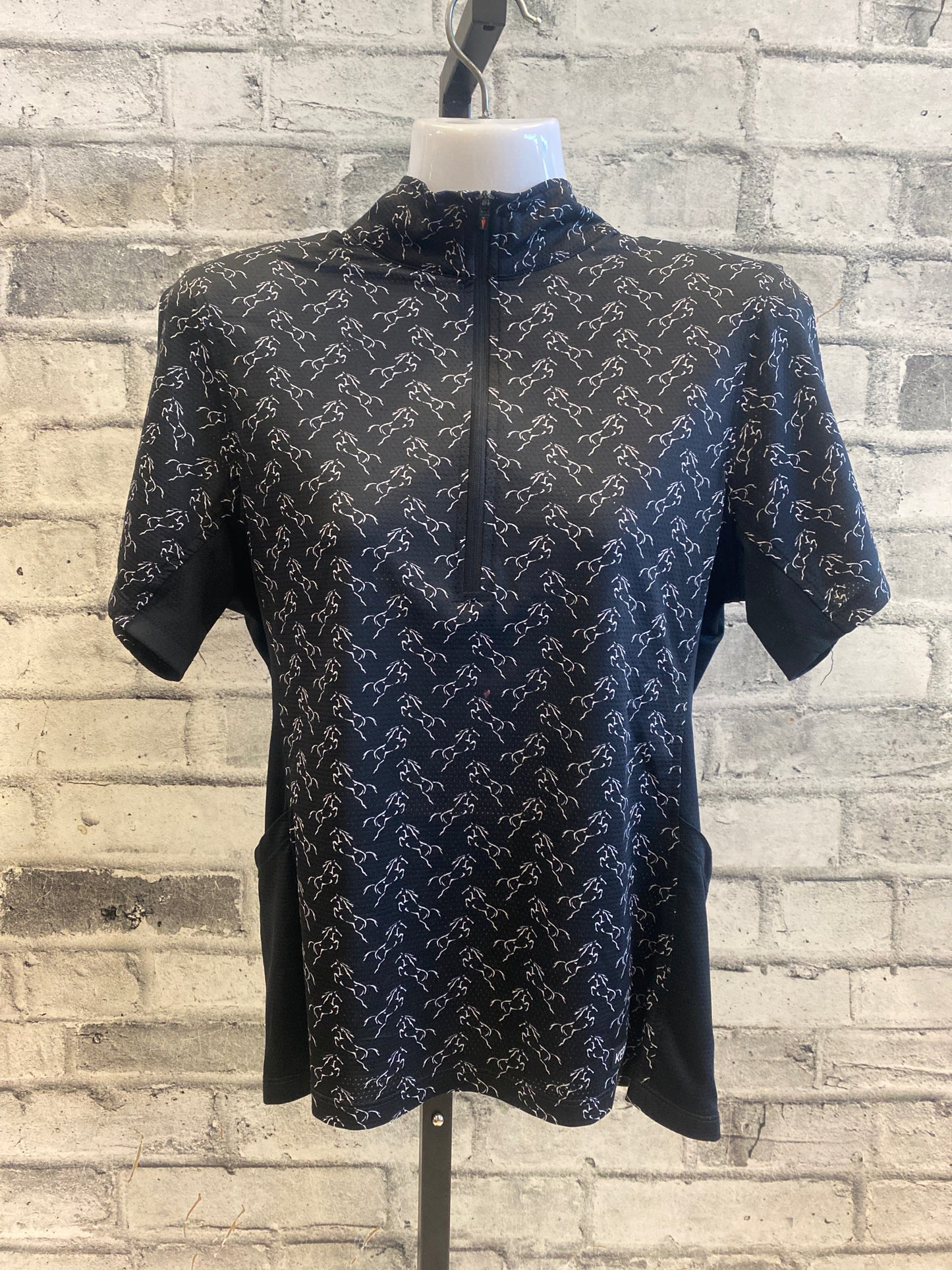Kerrits Ice Fil SS Shirt Black Horse Print S