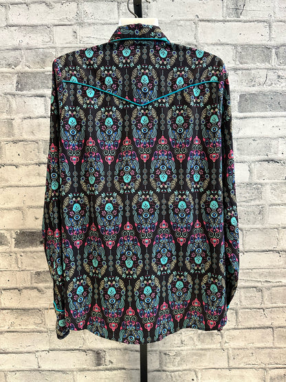 Roper Pearl Snap Show Shirt Multi/Turquoise XL