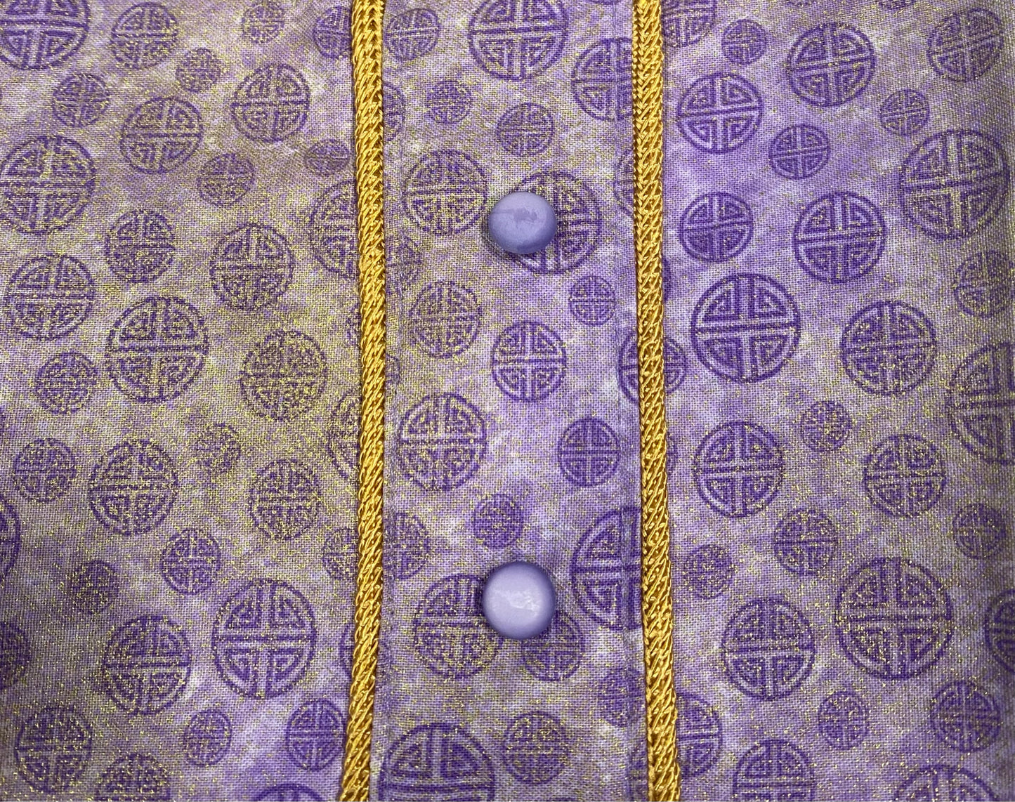 Klip Klop Kreations Dickie - Purple Circle Pattern + Gold Piping + Purple Button