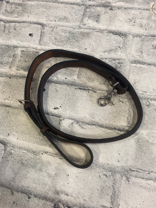 Wide Raised Leather Dog Leash Brown 44-54"