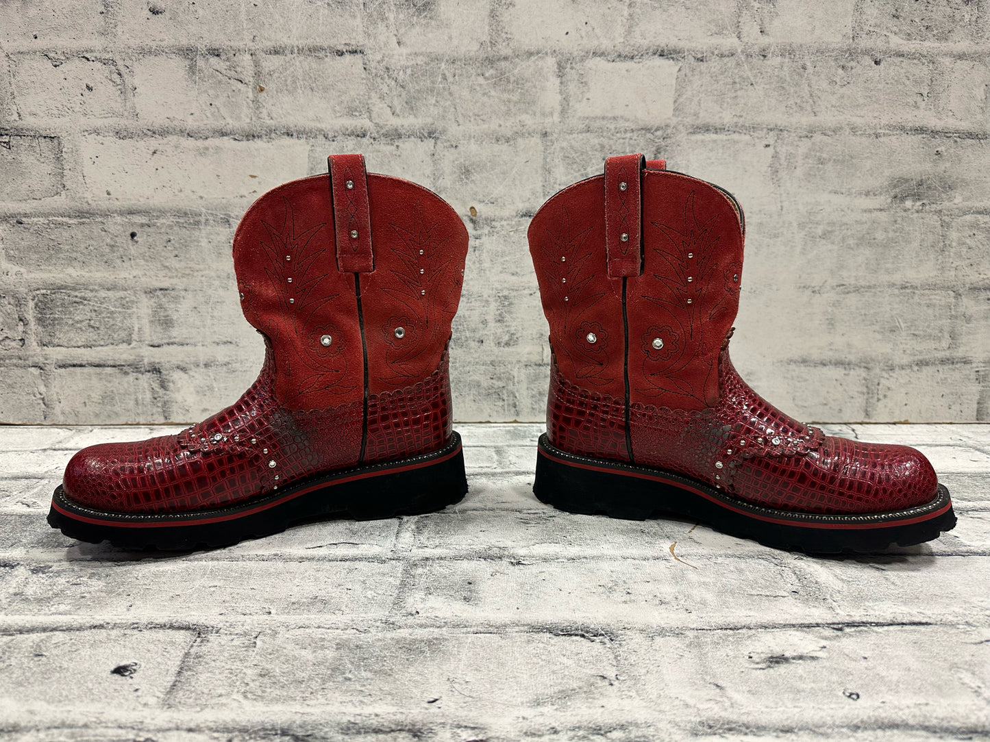 Ariat Phat Baby Short Cowboy Boots Red 9
