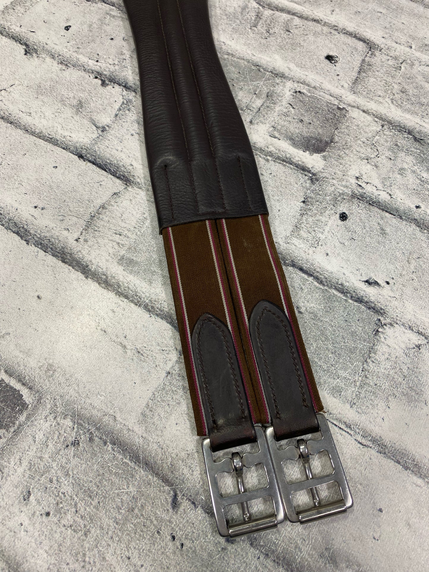 38" Fancy Stitch Leather Girth Brown