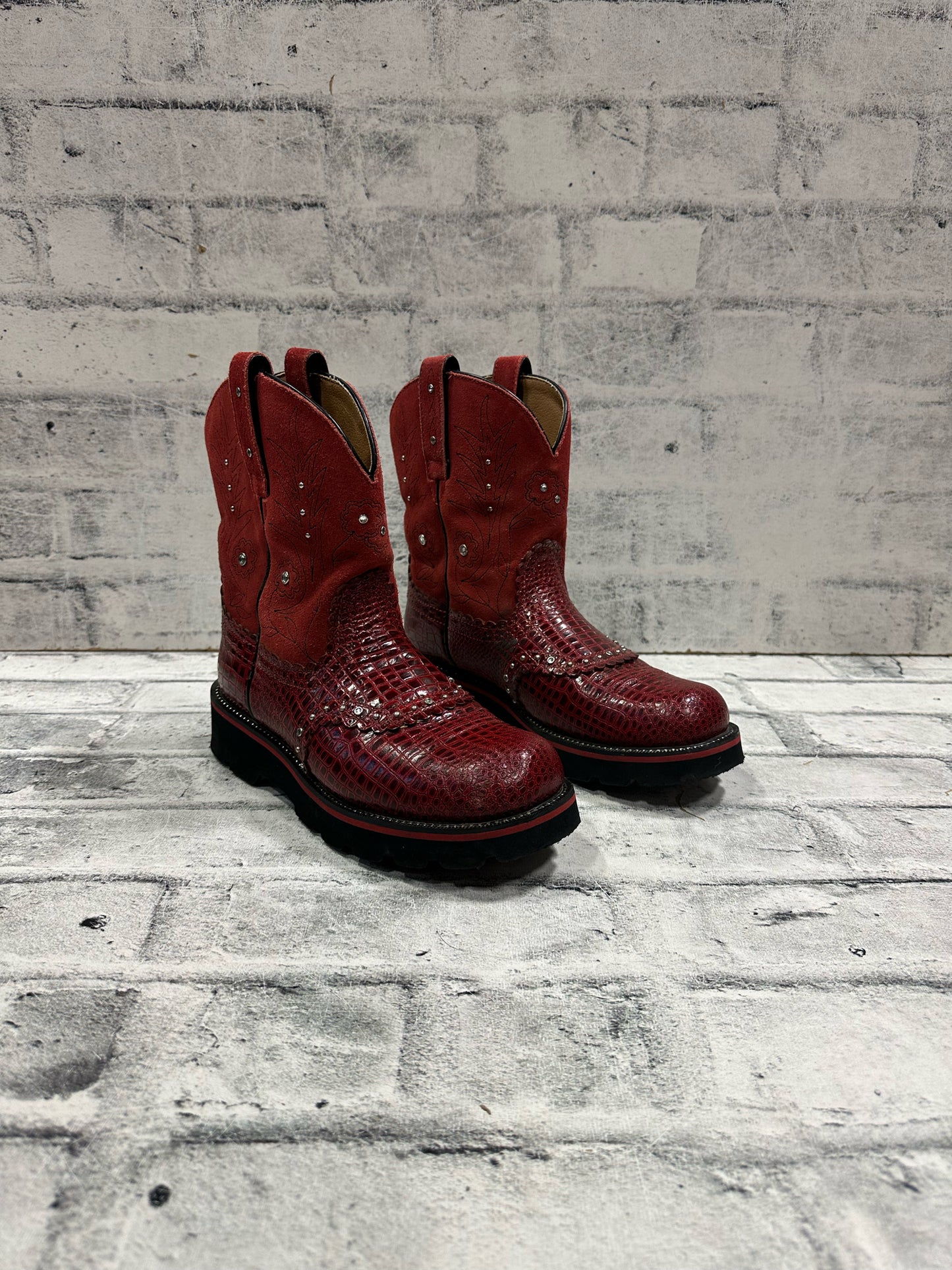 Ariat Phat Baby Short Cowboy Boots Red 9