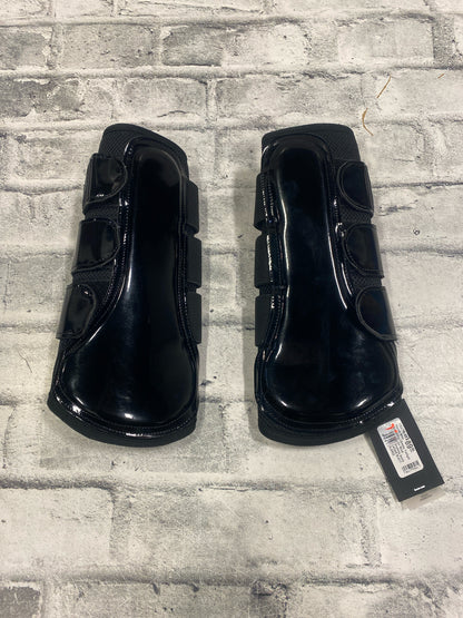 Horze Black Patent Leather Brushing Boots XL NEW