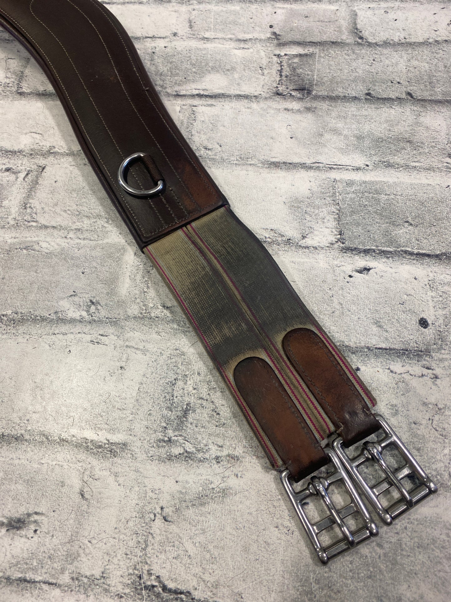 50" Leather Anatomic Girth with Double Elastics Brown
