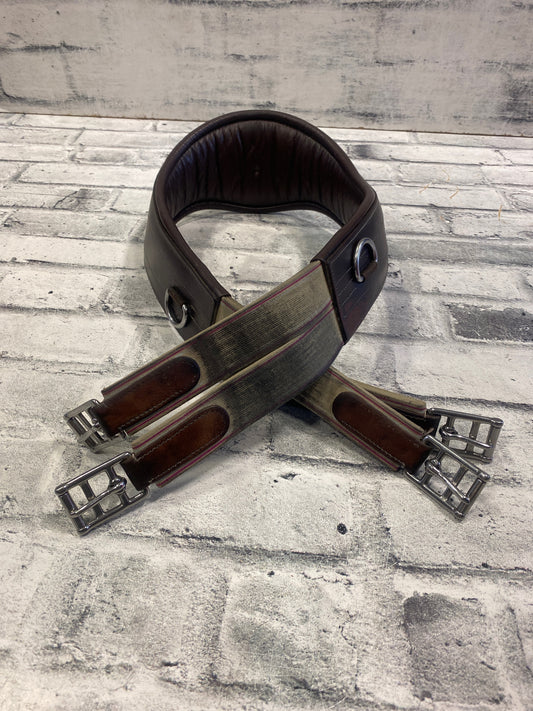 50" Leather Anatomic Girth with Double Elastics Brown
