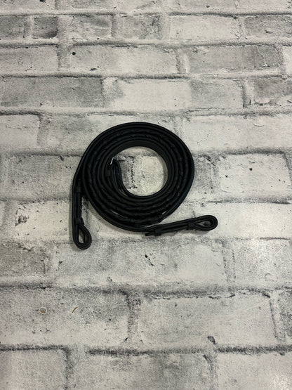 Raised Leather Laced Reins Black