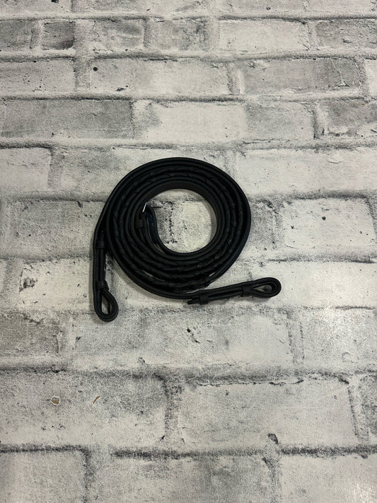 Raised Leather Laced Reins Black