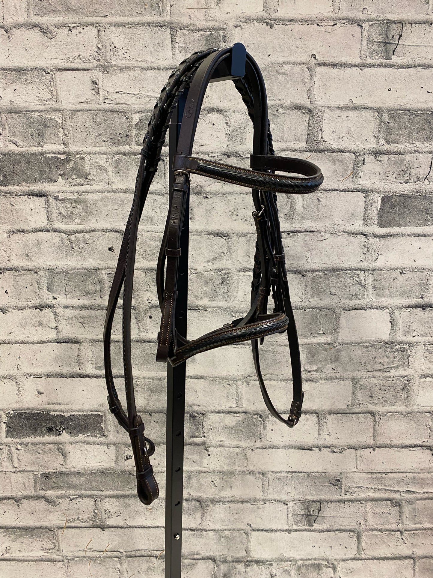 Bobby's Tack Braided Leather Bridle w/ Reins Brown Cob