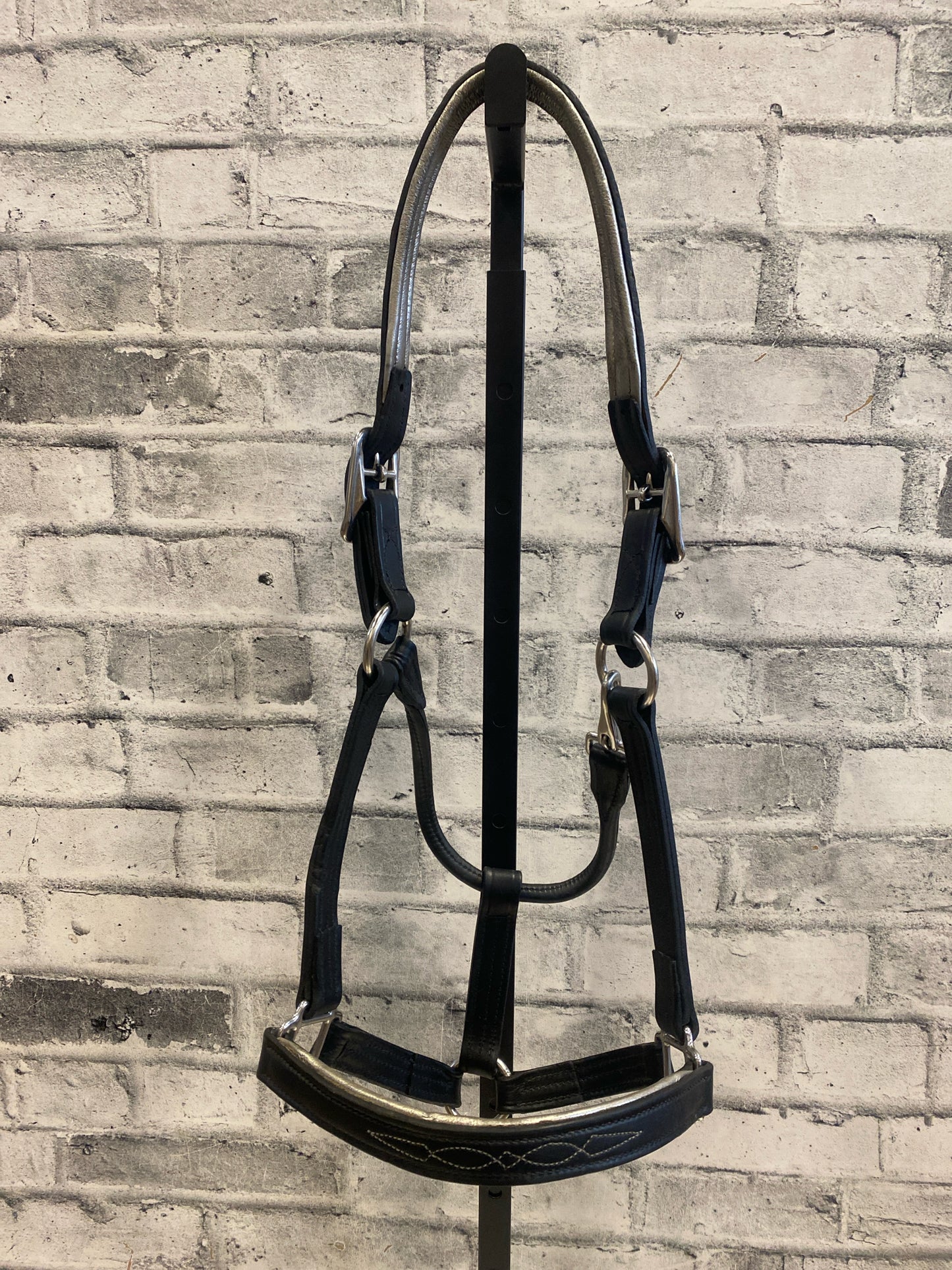 Walsh Fancy Stitch Black & Silver Leather Halter 8 (WB)