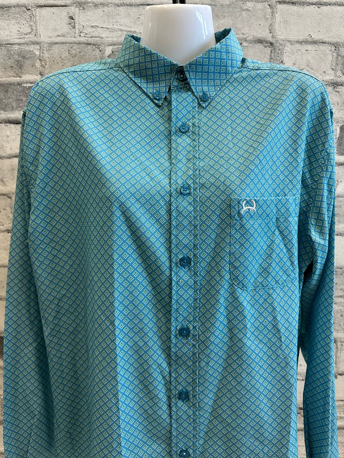 Cinch Button Up Show Shirt Teal Boy's XXL