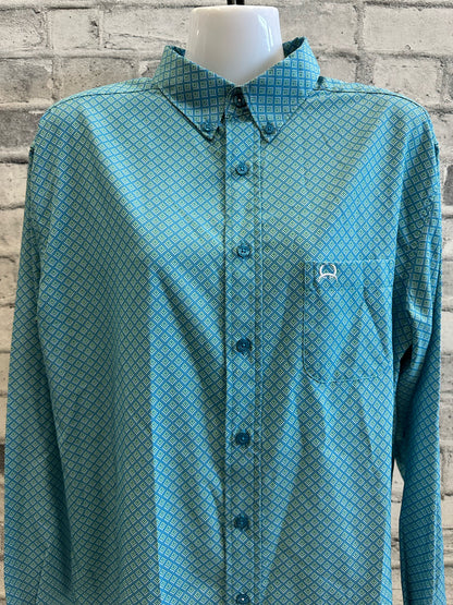 Cinch Button Up Show Shirt Teal Boy's XXL