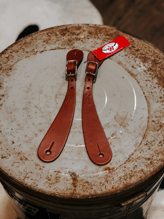 Western Rawhide Plain Leather Spur Straps Medium Oil