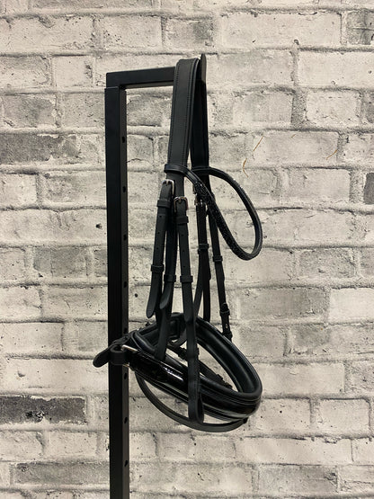 BR Dressage Bridle w/ Flash + Crank Noseband Black F