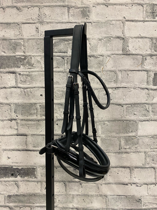 BR Dressage Bridle w/ Flash + Crank Noseband Black F