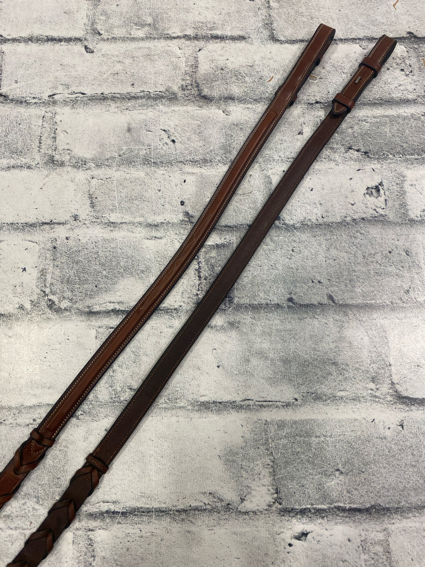 Raised Fancy Stitch Laced Reins Brown