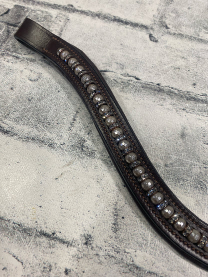 16" Black Jack Refinery U-Shaped Browband Brown w/ Bling NEW