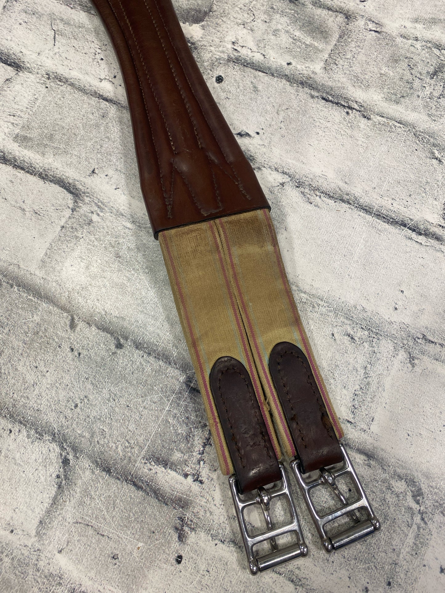 42" Leather Girth w/ One Side Elastic Brown