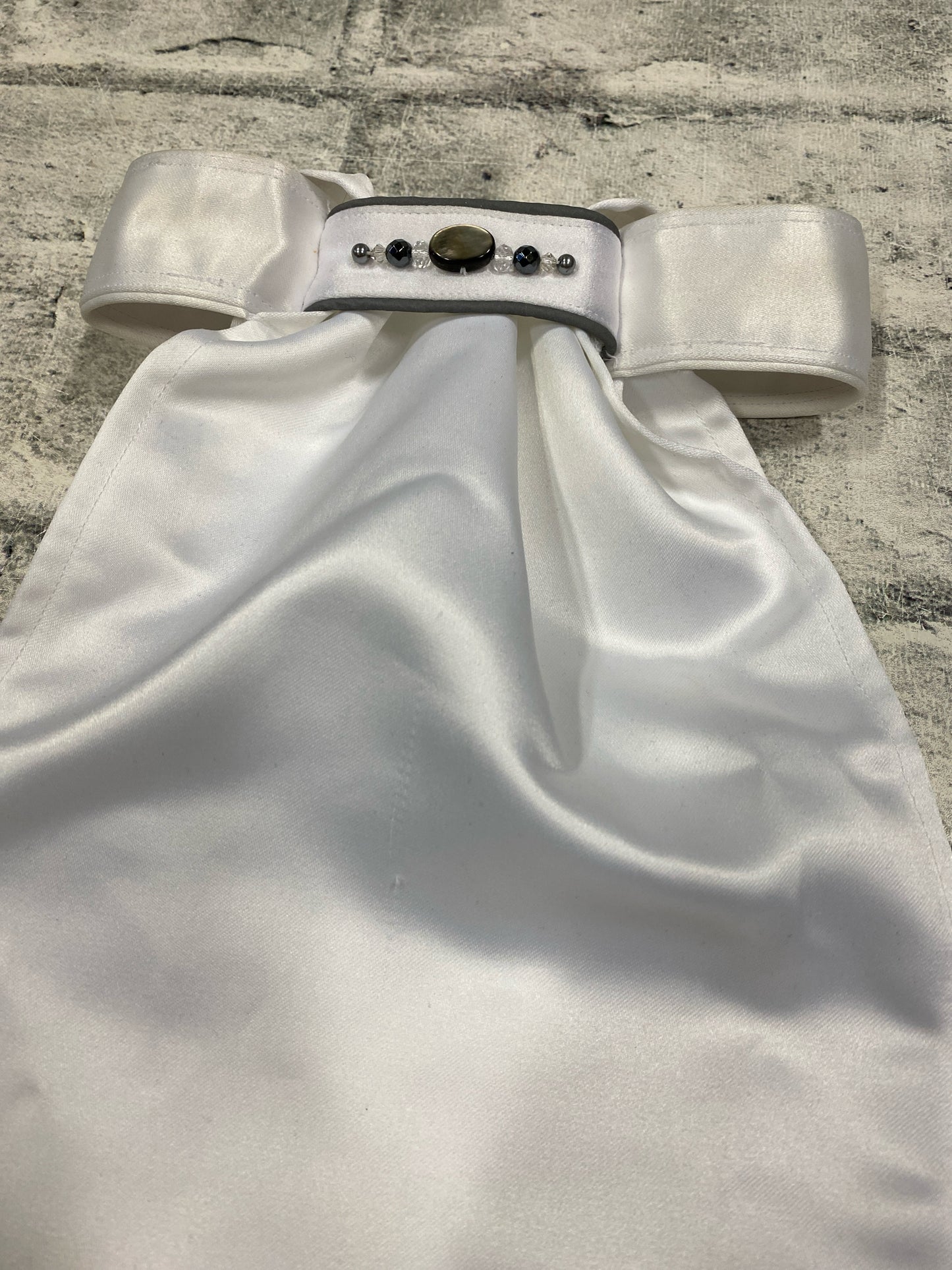 All Tied Up Stock Tie White w/ Grey Accents