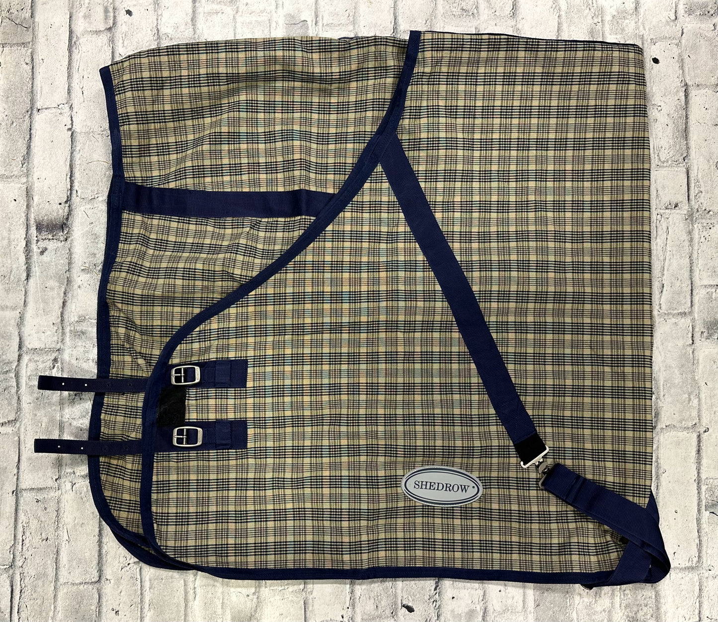 78" Shedrow Cotton Plaid Sheet Blue/Beige