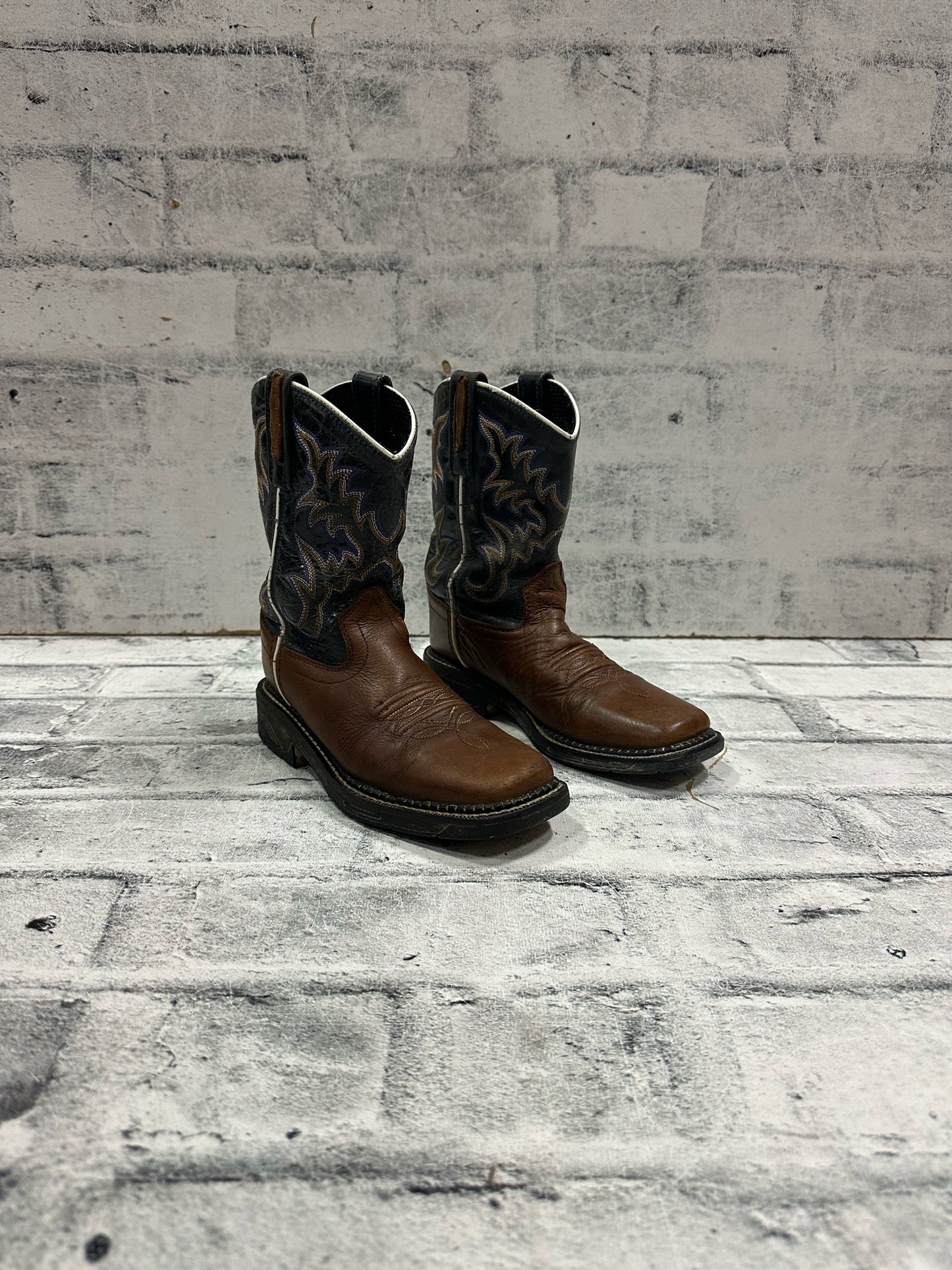 Old West Square Toe Cowboy Boots Grey/Purple13D