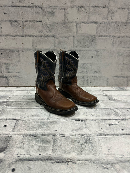 Old West Square Toe Cowboy Boots Grey/Purple13D