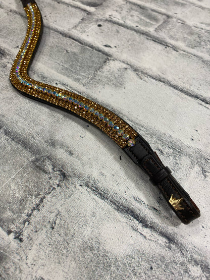 16" U Shaped Browband Brown/Gold