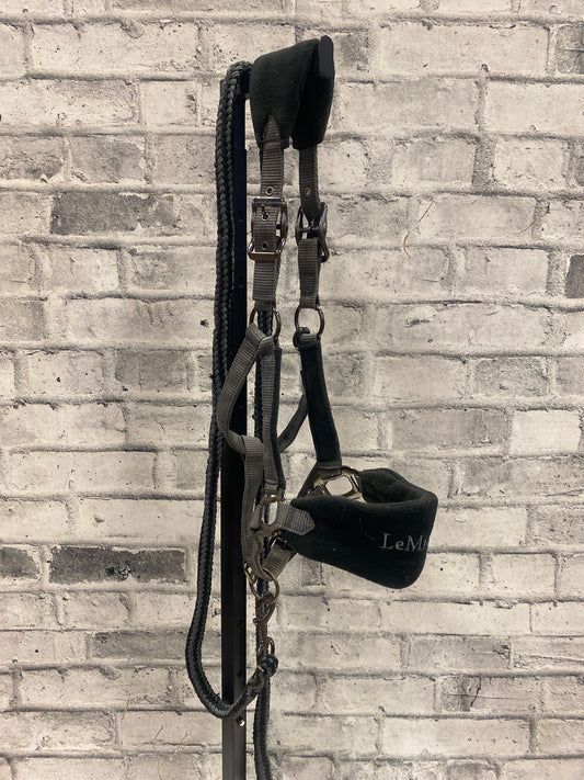 LeMieux Nylon Halter + Lead Grey/Black Full