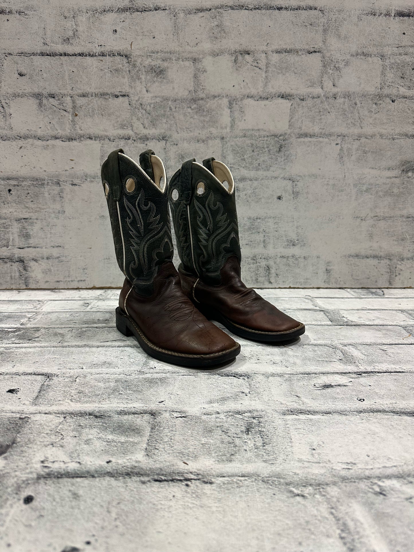 Old West Square Toe Cowboy Boots Sage 3D