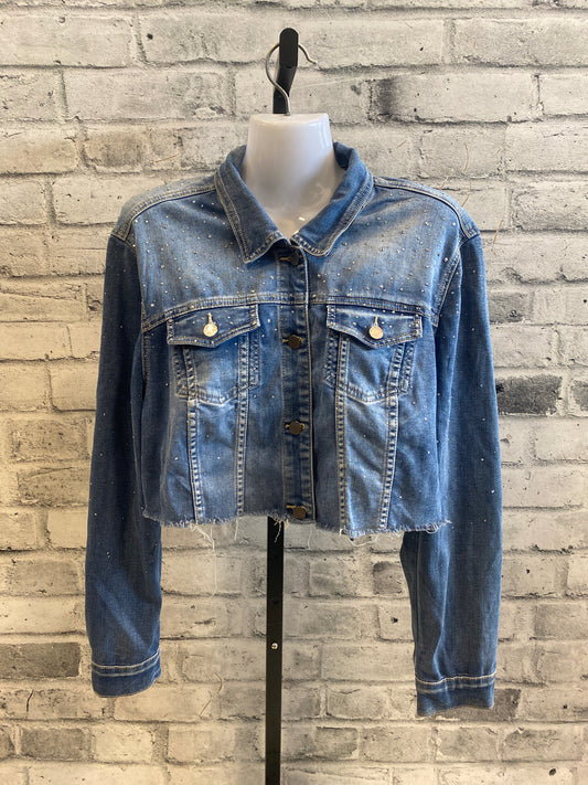 Bejewelled Cropped Denim Jacket L