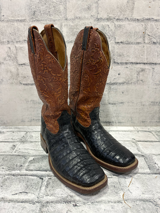 Boulet 13" Exotic Cowboy Boots Black Croc 8.5C