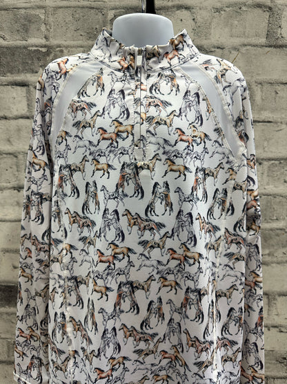 Dublin LS Sun Shirt Horse Print Children's 12