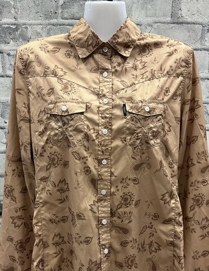 Hooey Button Up Show Shirt Tan Floral M