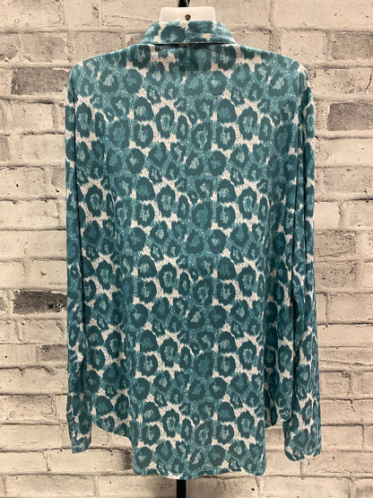 Cowgirl Tuff Pullover Show Shirt Teal Leopard XL NEW