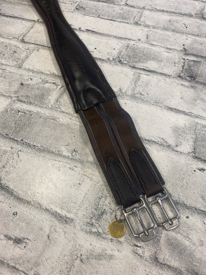 58" Stubben Leather Girth w Double Elastic Brown