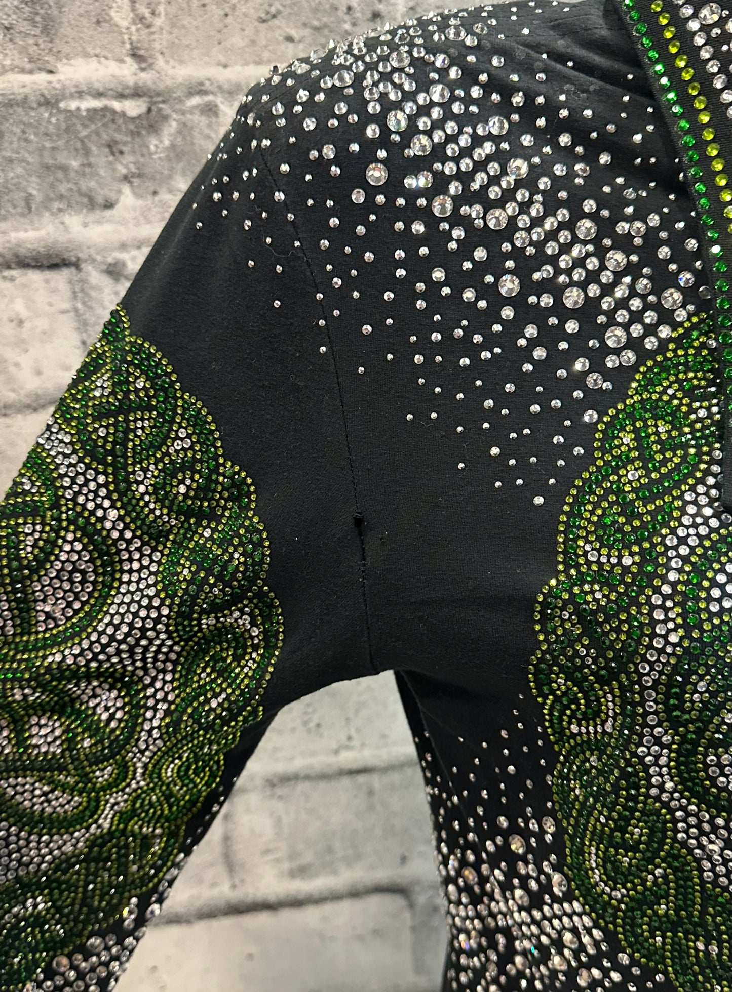 Lisa Nelle Rhinstone Zip Up Show Shirt w/Celtic Cross XS