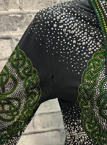 Lisa Nelle Rhinstone Zip Up Show Shirt w/Celtic Cross XS
