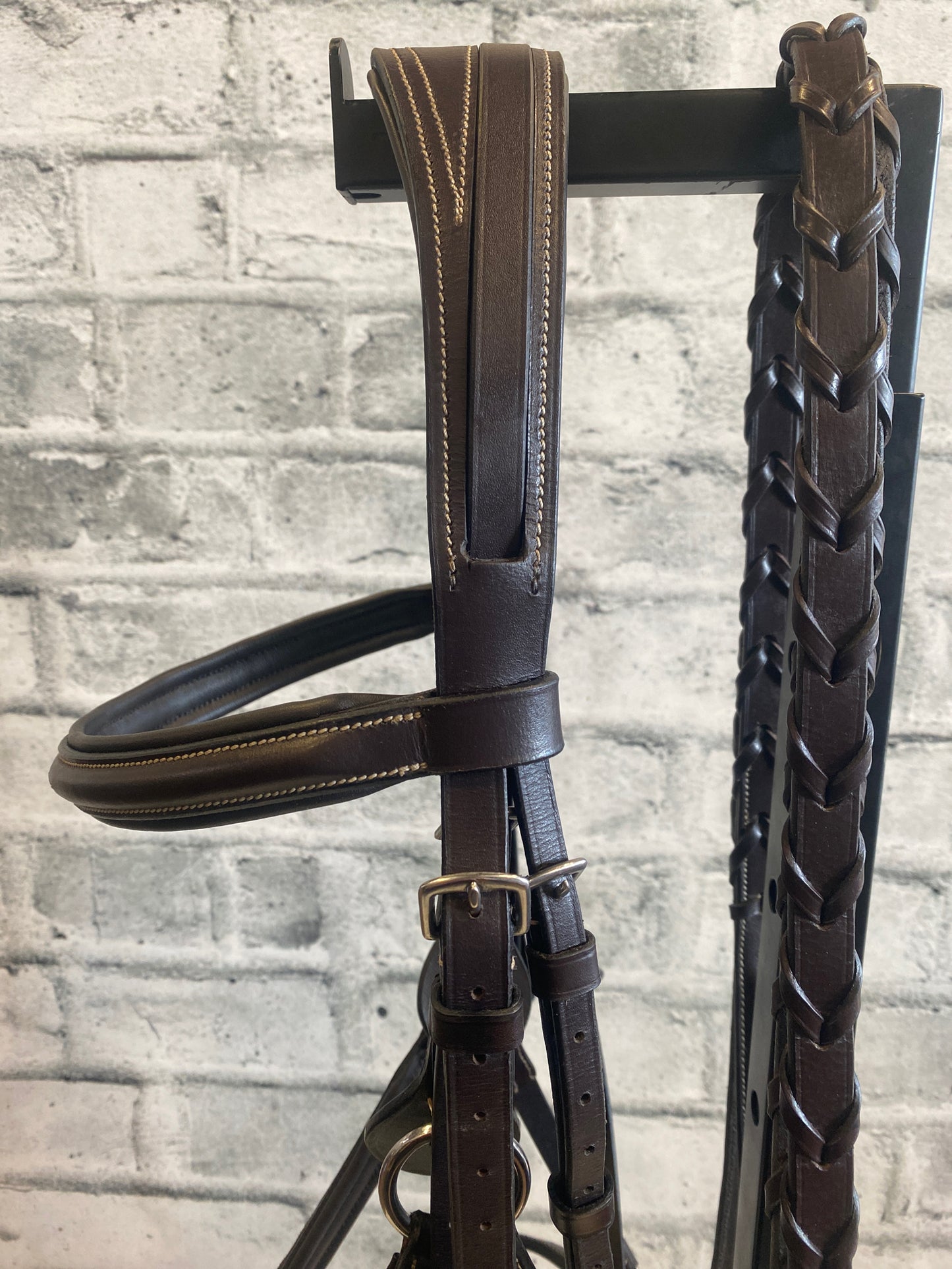 Raised Figure 8 Bridle F + Reins Dark Brown