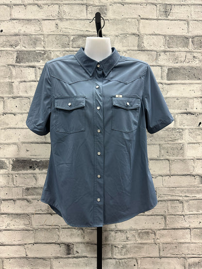 Ferrell Pearl Snap SS Show Shirt Steel Blue M