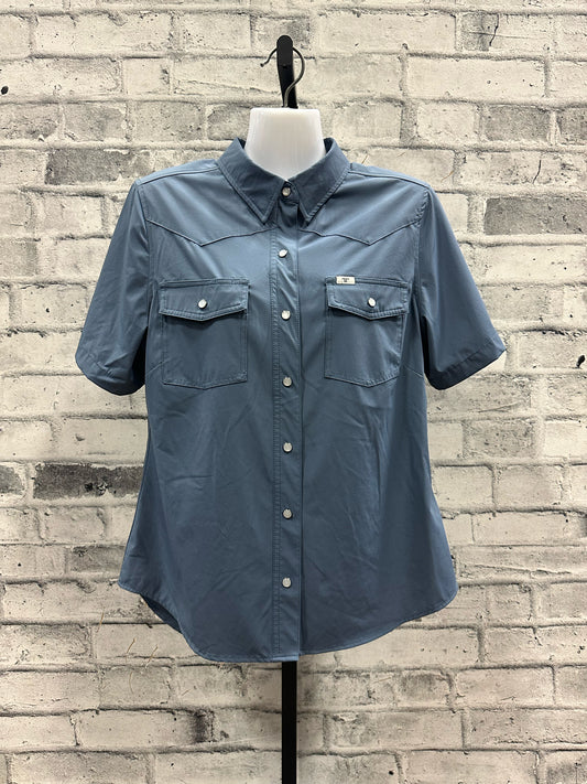 Ferrell Pearl Snap SS Show Shirt Steel Blue M