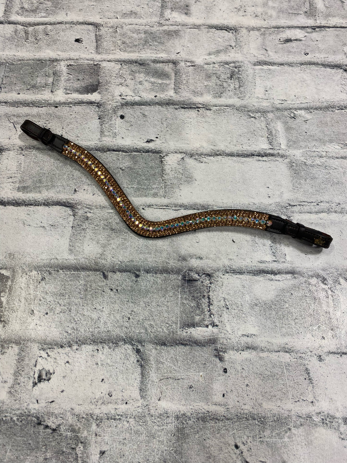 16" U Shaped Browband Brown/Gold