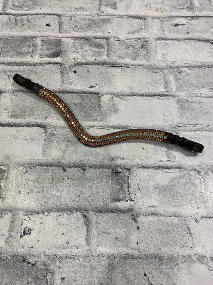 16" U Shaped Browband Brown/Gold