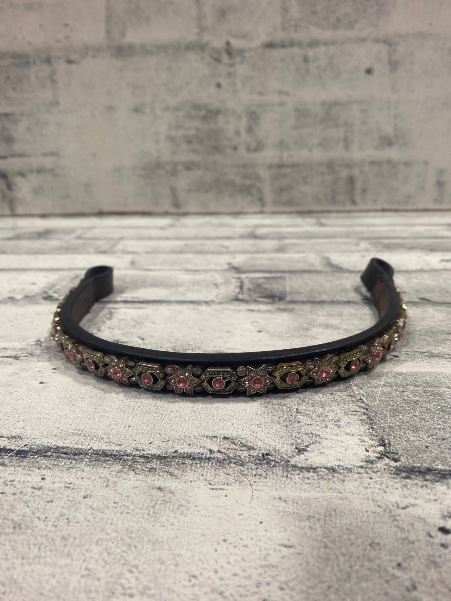 BBD Custom Browband Pink/Silver 15.5"