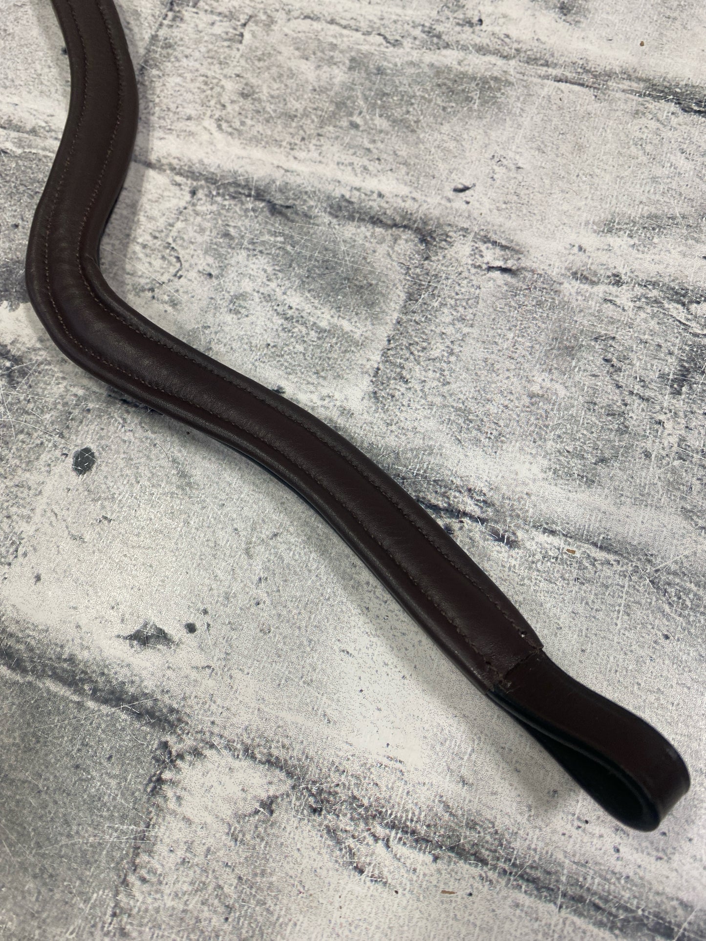 15" Exion Pro Curved Leather Browband Brown w/ Black Rhinestones
