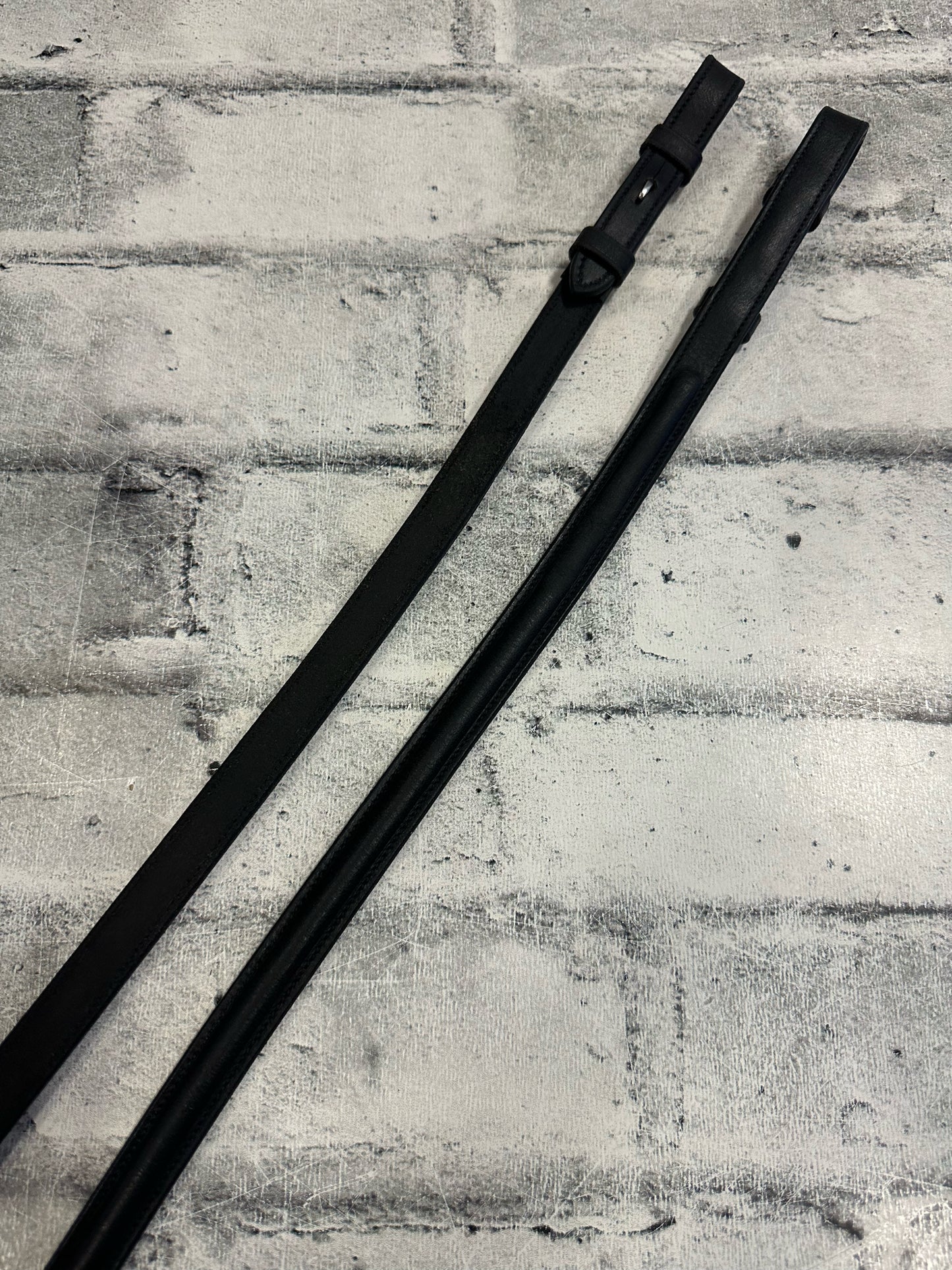 Raised Leather Laced Reins Black