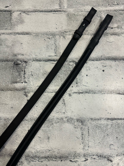 Raised Leather Laced Reins Black